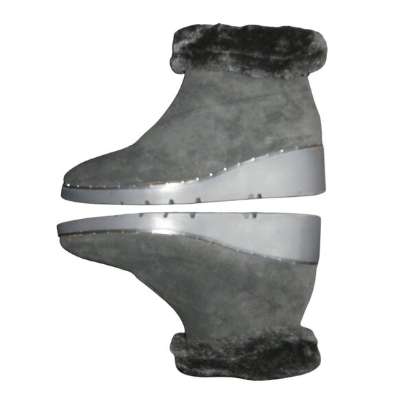 Steven by Steve Madden Bingo Black Suede Leather Fur Collared wedge boots sz 9.5 - Picture 6 of 9